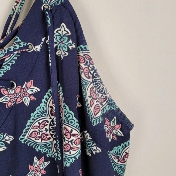 Illa Illa Sphagetti Straps Romper Navy Blue Floral Boho Size M - Picture 12 of 12